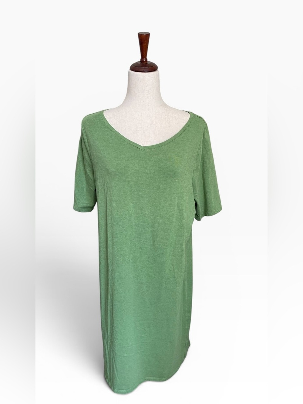 Pure Jill  V-Neck Short Sleeve Dress in Sage Green